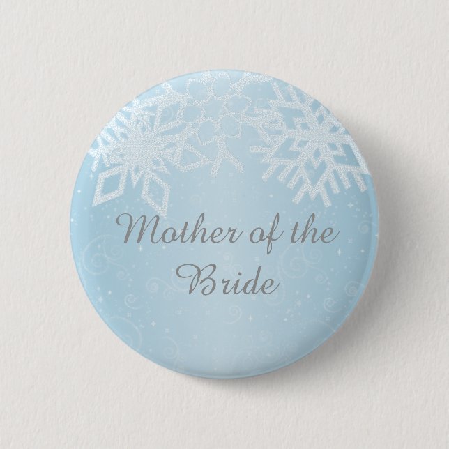 Badge Rond 5 Cm Mère de la mariée Snowflakes d'hiver (Devant)