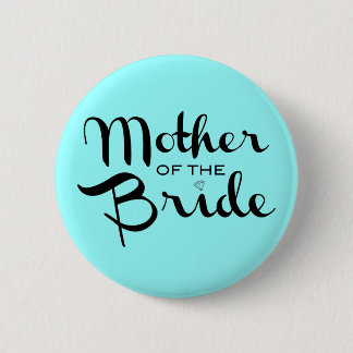 Badge Rond 5 Cm Mère de mariée Retro Script noir sur Aqua