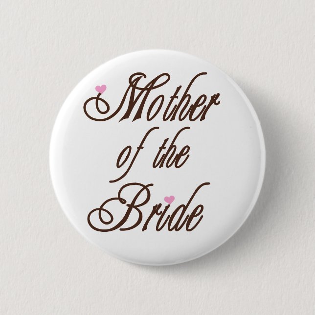 Badge Rond 5 Cm Mère des bruns chics de jeune mariée (Devant)