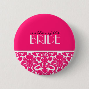 Badge Rond 5 Cm Mère du bouton de damassé de jeune mariée dans les