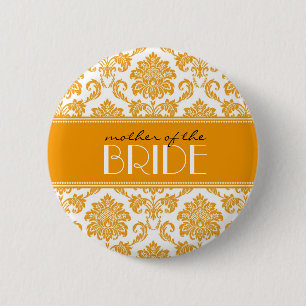 Badge Rond 5 Cm Mère du bouton de damassé de jeune mariée dans l'o