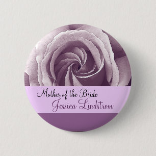 Badge Rond 5 Cm MÈRE du bouton de JEUNE MARIÉE avec le rose LILA