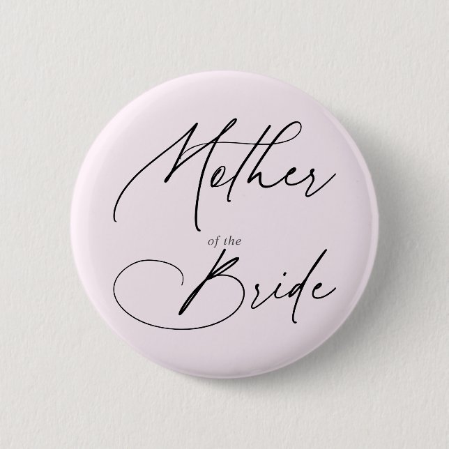 Badge Rond 5 Cm Mère Du Bouton Script Chic De Mariée (Devant)