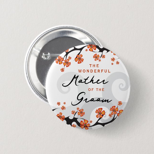 Badge Rond 5 Cm MÈRE DU GROOM Fleurs tropicales Mariage (Devant & derrière)