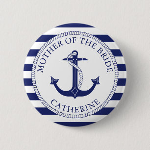 Badge Rond 5 Cm Mère du mariage nautique de marine d'Ancre de