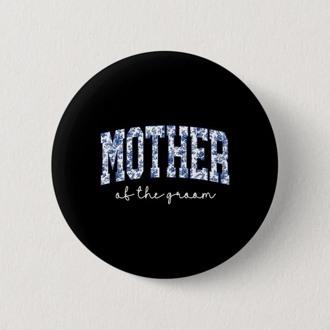 Badge Rond 5 Cm Mère du marié bleu floral Toile appariée (Devant)