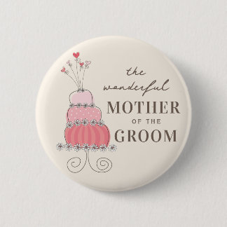 Badge Rond 5 Cm MÈRE DU MARIÉ Rose Sucré Bouton de Gâteau de Maria