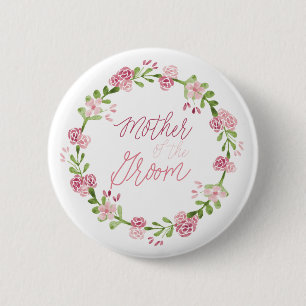 Badge Rond 5 Cm Mère du Pin de bouton de fleur de marié