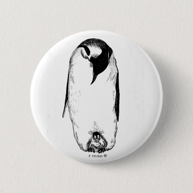Badge Rond 5 Cm Mère et poussin de pingouin (Devant)