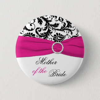 Badge Rond 5 Cm Mère noire, blanche, et fuchsia du Pin de jeune