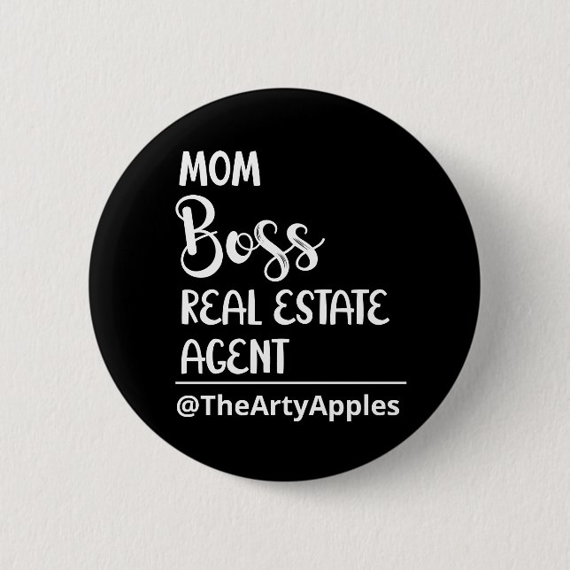 Badge Rond 5 Cm mère patron immobilier agent open house vente four (Devant)