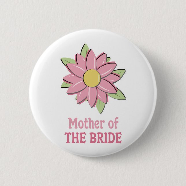 Badge Rond 5 Cm Mère rose de fleur de la jeune mariée (Devant)
