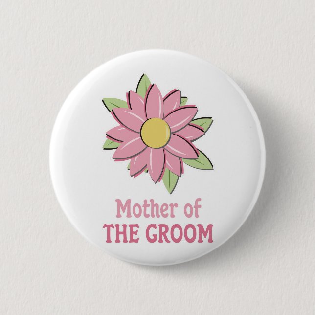 Badge Rond 5 Cm Mère rose de fleur du marié (Devant)