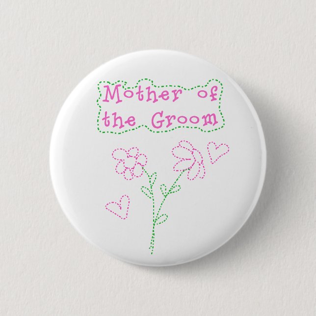 Badge Rond 5 Cm Mère rose de fleurs de marié (Devant)