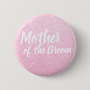 Badge Rond 5 Cm Mère rose élégante de parties scintillantes d'o