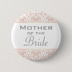 Badge Rond 5 Cm Mère rose poussiéreuse de damassé de lustre de la