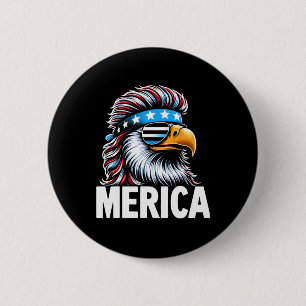 Badge Rond 5 Cm Merica Eagle Mullet Sungles États-Unis Drapeau amé