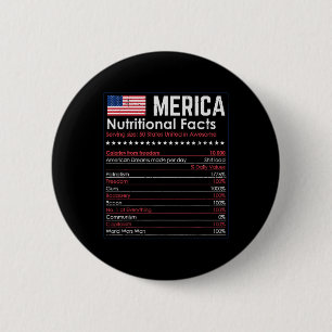 Badge Rond 5 Cm Merica Nutrition Fact Amusant Amérique 4 juillet P