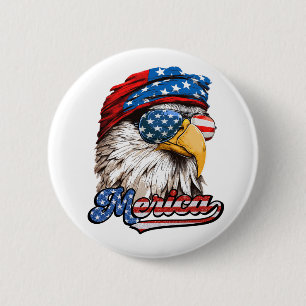 Badge Rond 5 Cm Merica Tonde Eagle, 4 juillet, Jour de l'Indépenda