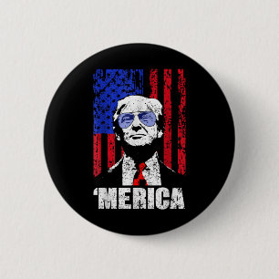Badge Rond 5 Cm Merica Trump 4 juillet heureux Trump Drapeau améri