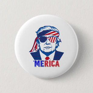 Badge Rond 5 Cm Merica Trump 4 juillet heureux Trump Drapeau améri