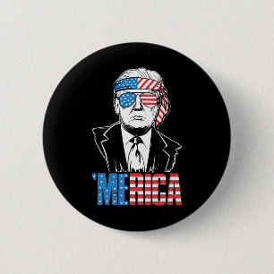 Badge Rond 5 Cm Merica Trump 4 juillet heureux Trump Drapeau améri