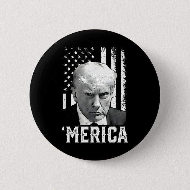 Badge Rond 5 Cm Merica Trump 4 juillet heureux Trump Drapeau améri (Devant)