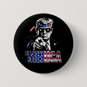 Badge Rond 5 Cm Merica Trump American Flag États-Unis