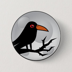 Badge Rond 5 Cm Merle Goth Raven/corneille