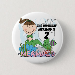 Badge Rond 5 Cm Mermaid 2e Anniversaire Tshirts et cadeaux