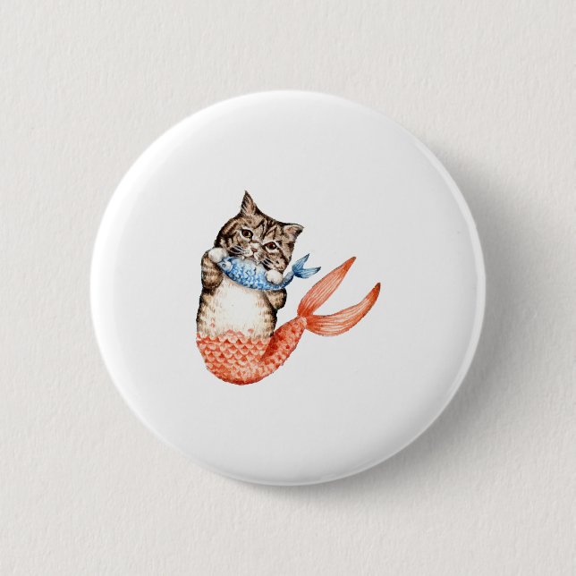 Badge Rond 5 Cm Mermaid Chat Purmaid (Devant)