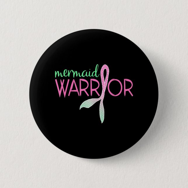 Badge Rond 5 Cm Mermaid Guerrier du sein Sensibilisation au cancer (Devant)