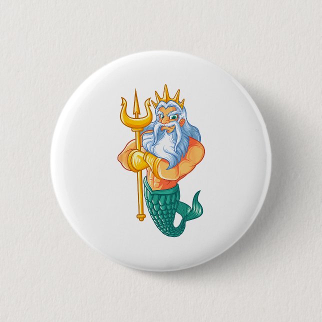 Badge Rond 5 Cm Mermaid Security Shirt _ Funny Merman Swimming Gif (Devant)
