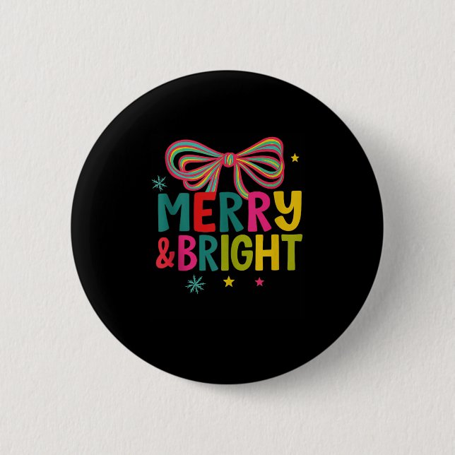 Badge Rond 5 Cm Merry And Bright Christmas Crew 2025 Funny Family  (Devant)