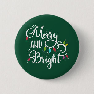Badge Rond 5 Cm merry and bright holiday lights