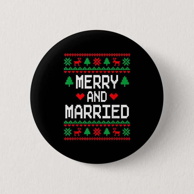 Badge Rond 5 Cm Merry And Married Couples Matching Ugly Christmas  (Devant)