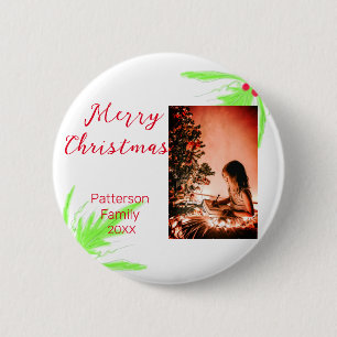 Badge Rond 5 Cm Merry Bright Christmas ajouter nom de famille bien