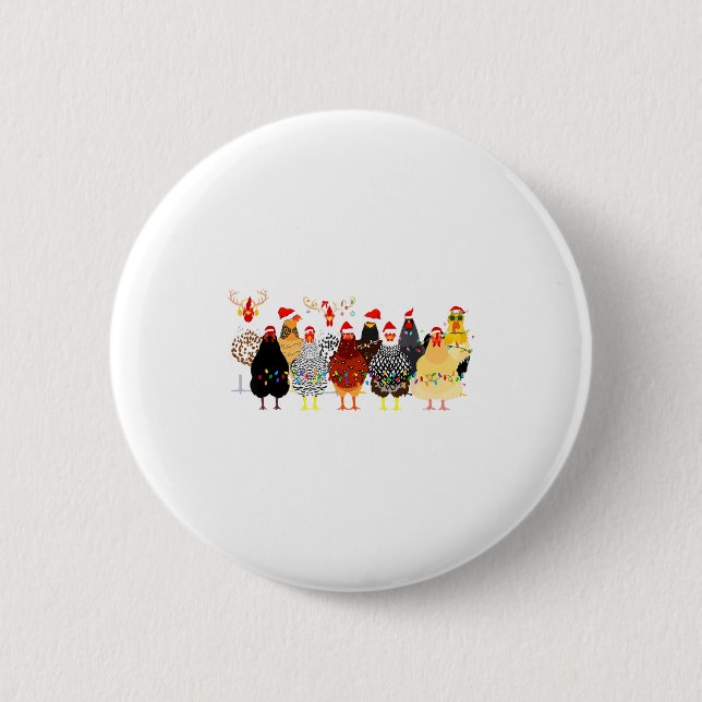 Badge Rond 5 Cm Merry Chickmas Chicken Christmas Ornament Lights S (Devant)