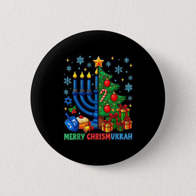 Badge Rond 5 Cm Merry Chrismukkah Happy Christmas Hanukkah Pajama  (Devant)