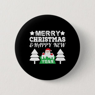 Badge Rond 5 Cm Merry Christmas and Happy New Year Christmas
