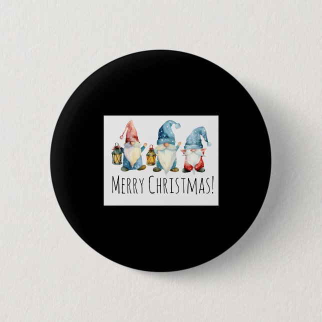 Badge Rond 5 Cm Merry Christmas Cute Christmas Gnomes  (Devant)