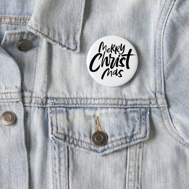 Badge Rond 5 Cm Merry CHRISTmas Déclaration Lettres Religieuses (En situation)