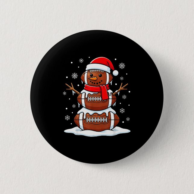 Badge Rond 5 Cm Merry Christmas Football Snowman Holiday Srts Xmas (Devant)