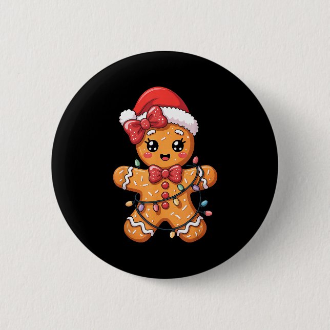 Badge Rond 5 Cm Merry Christmas Gingerbread  (Devant)