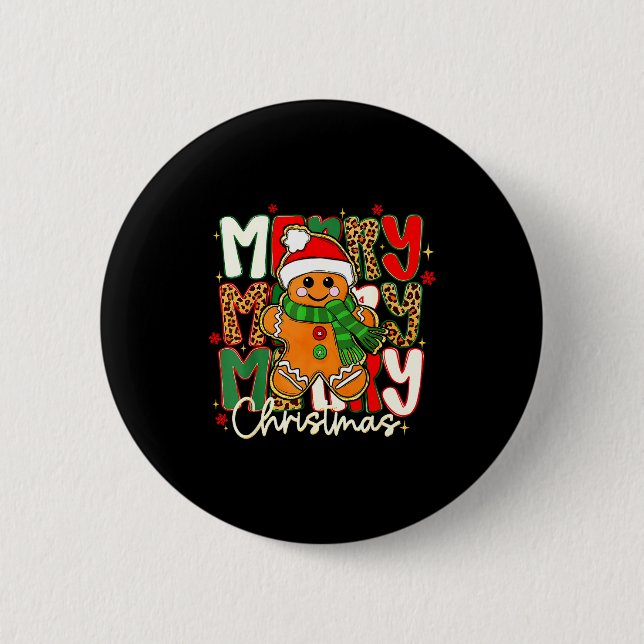 Badge Rond 5 Cm Merry Christmas Gingerbread Xmas Coquette Tis The  (Devant)