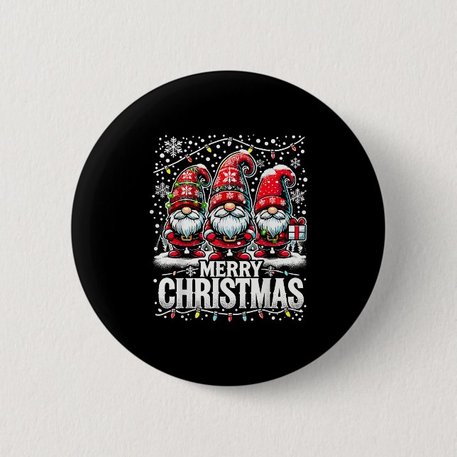 Badge Rond 5 Cm Merry Christmas Gnome Funny Family Christmas  (Devant)