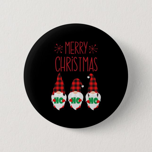 BADGE ROND 5 CM MERRY CHRISTMAS GNOMES (Devant)