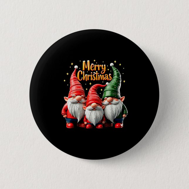 Badge Rond 5 Cm Merry Christmas Gnomes Cozy Winter Gatherings  (Devant)
