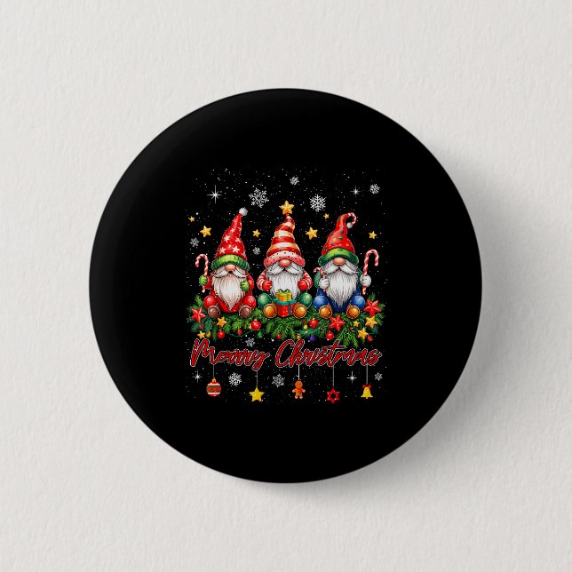 Badge Rond 5 Cm Merry Christmas Gnomes Family Candy Cane Holiday X (Devant)