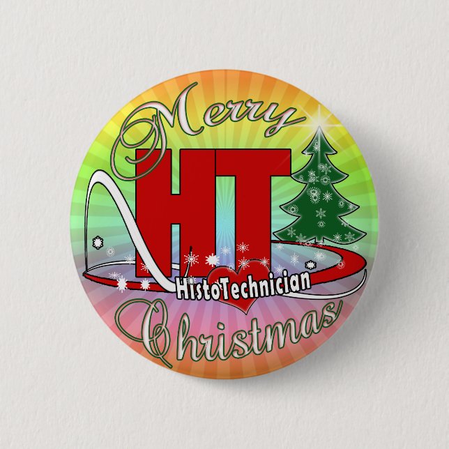 BADGE ROND 5 CM MERRY CHRISTMAS HT HISTOTECHNICIEN (Devant)